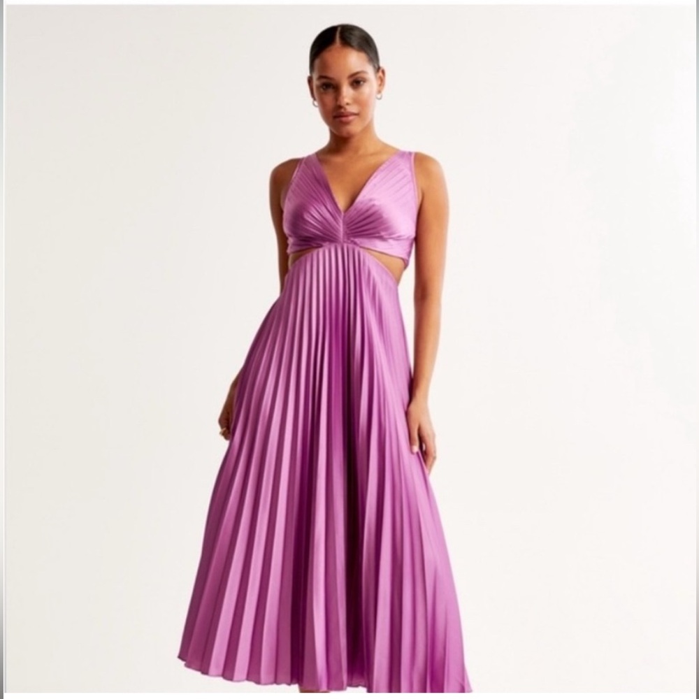 Sold Out Abercrombie Giselle Pleated Dress in Fuchsia/Magenta Size XSP (Petite) - Picture 2 of 9